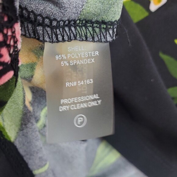 Tommy Hilfiger Dress Womens 6 Black Floral Bell Sleeve Stretch Jersey Preppy EUC - Picture 5 of 11